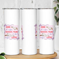 Striped One School Year Later Skinny Tumbler Funny Goose Teacher Summer