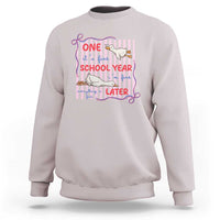 Striped One School Year Later Sweatshirt Funny Goose Teacher Summer