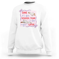 Striped One School Year Later Sweatshirt Funny Goose Teacher Summer