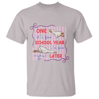 Striped One School Year Later T Shirt Funny Goose Teacher Summer