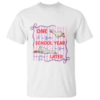 Striped One School Year Later T Shirt Funny Goose Teacher Summer