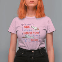 Striped One School Year Later T Shirt For Women Funny Goose Teacher Summer