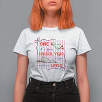 Striped One School Year Later T Shirt For Women Funny Goose Teacher Summer