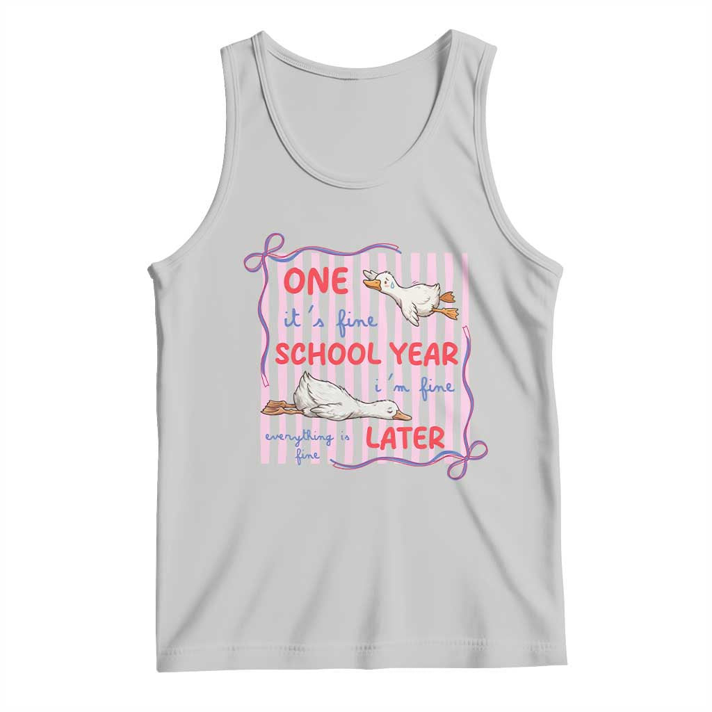 Striped One School Year Later Tank Top Funny Goose Teacher Summer