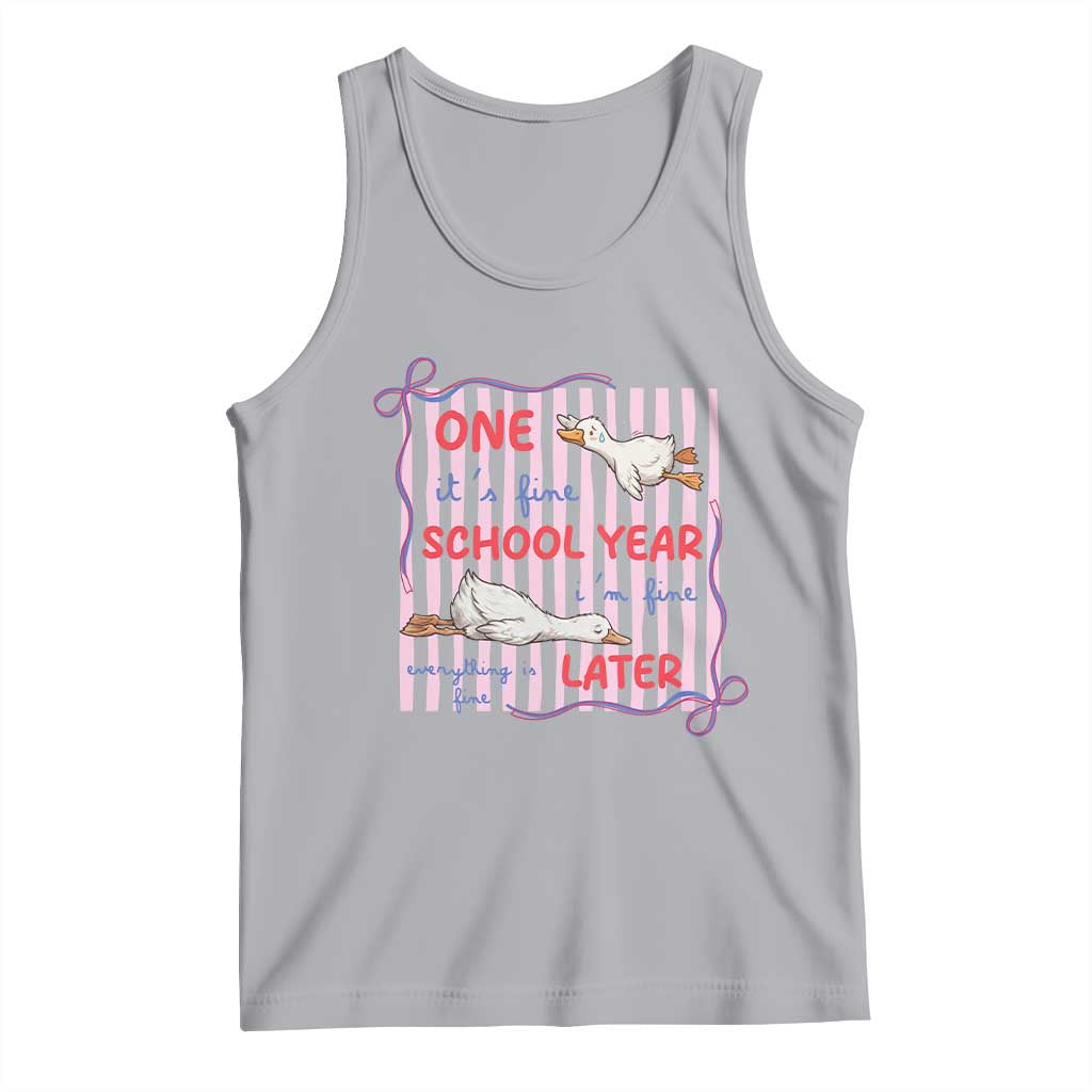 Striped One School Year Later Tank Top Funny Goose Teacher Summer