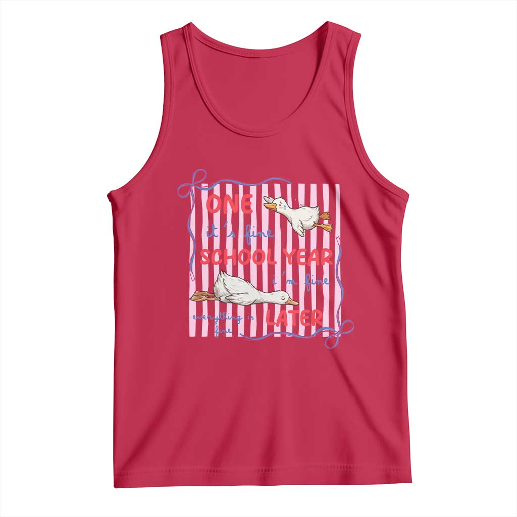 Striped One School Year Later Tank Top Funny Goose Teacher Summer