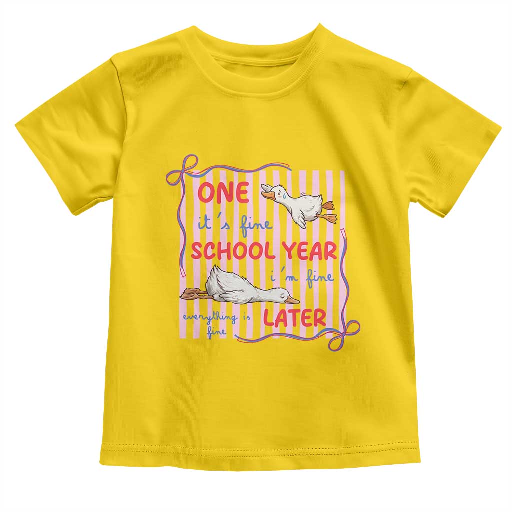 Striped One School Year Later Toddler T Shirt Funny Goose Teacher Summer
