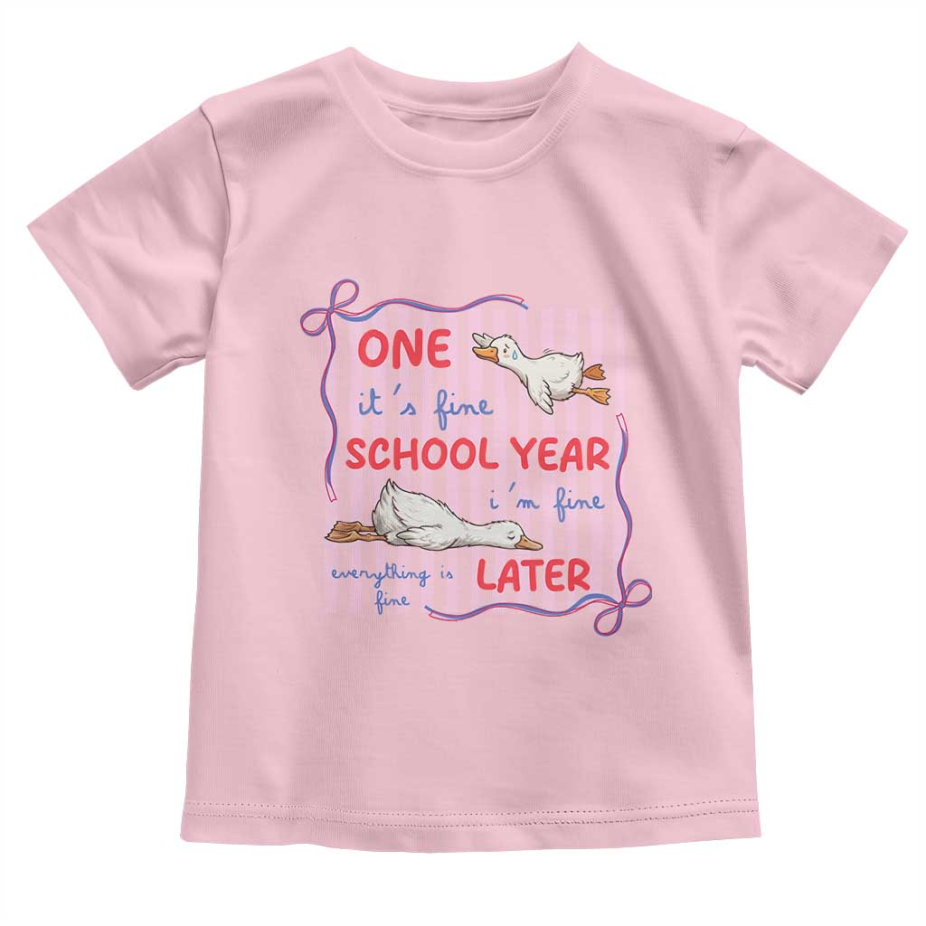 Striped One School Year Later Toddler T Shirt Funny Goose Teacher Summer