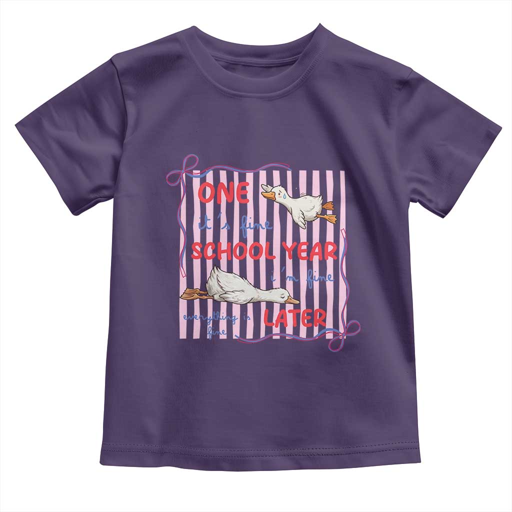 Striped One School Year Later Toddler T Shirt Funny Goose Teacher Summer