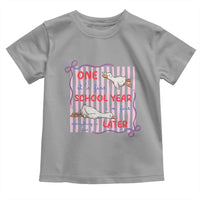 Striped One School Year Later Toddler T Shirt Funny Goose Teacher Summer