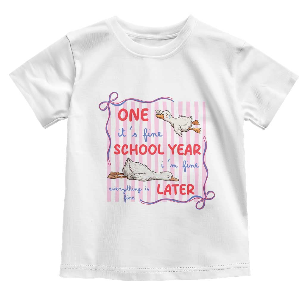 Striped One School Year Later Toddler T Shirt Funny Goose Teacher Summer