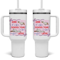Striped One School Year Later Tumbler With Handle Funny Goose Teacher Summer