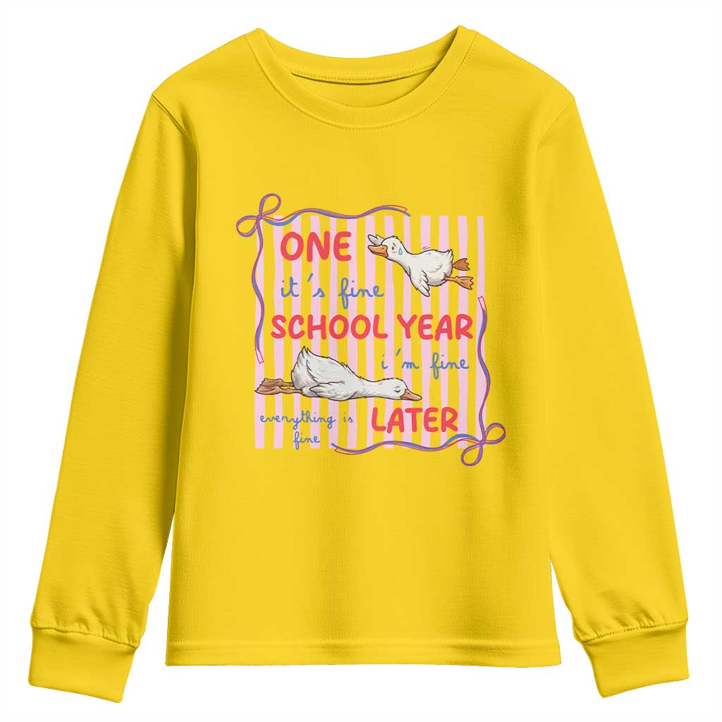 Striped One School Year Later Youth Sweatshirt Funny Goose Teacher Summer