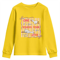 Striped One School Year Later Youth Sweatshirt Funny Goose Teacher Summer
