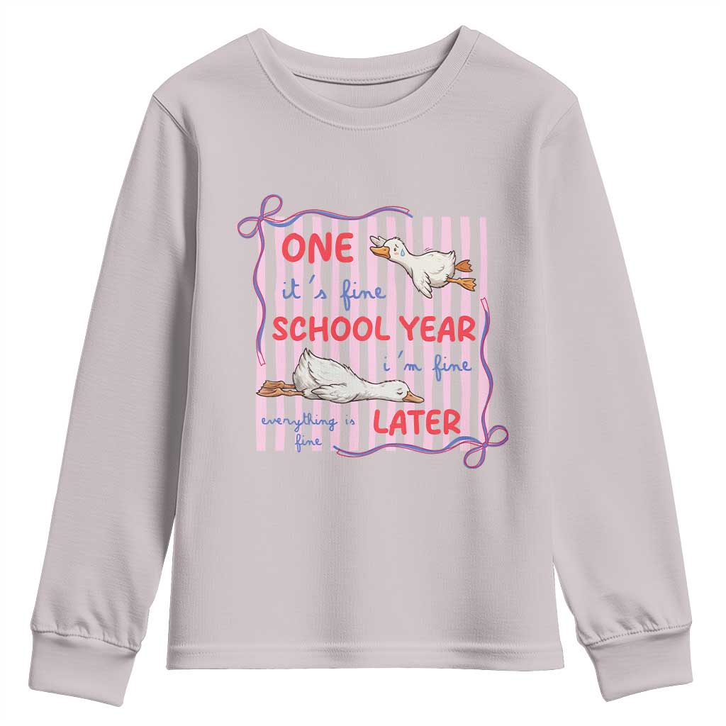 Striped One School Year Later Youth Sweatshirt Funny Goose Teacher Summer