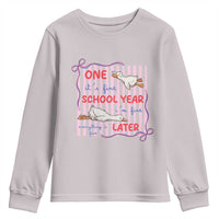 Striped One School Year Later Youth Sweatshirt Funny Goose Teacher Summer