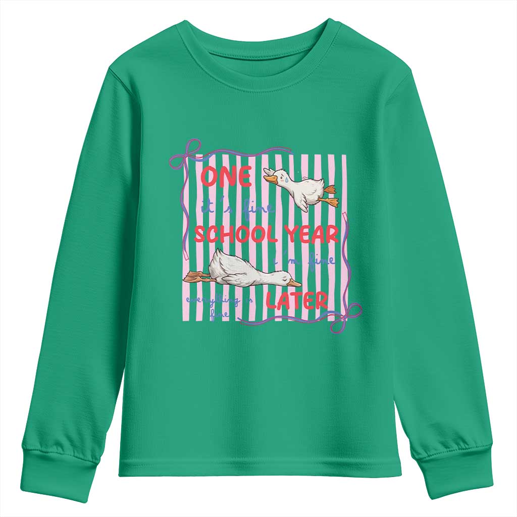 Striped One School Year Later Youth Sweatshirt Funny Goose Teacher Summer