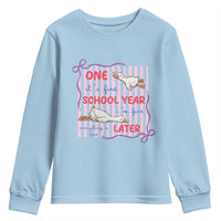 Striped One School Year Later Youth Sweatshirt Funny Goose Teacher Summer