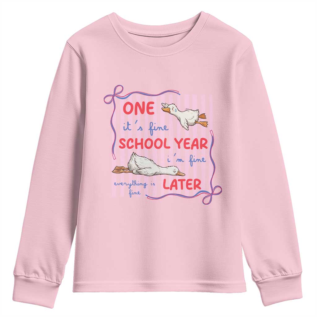 Striped One School Year Later Youth Sweatshirt Funny Goose Teacher Summer