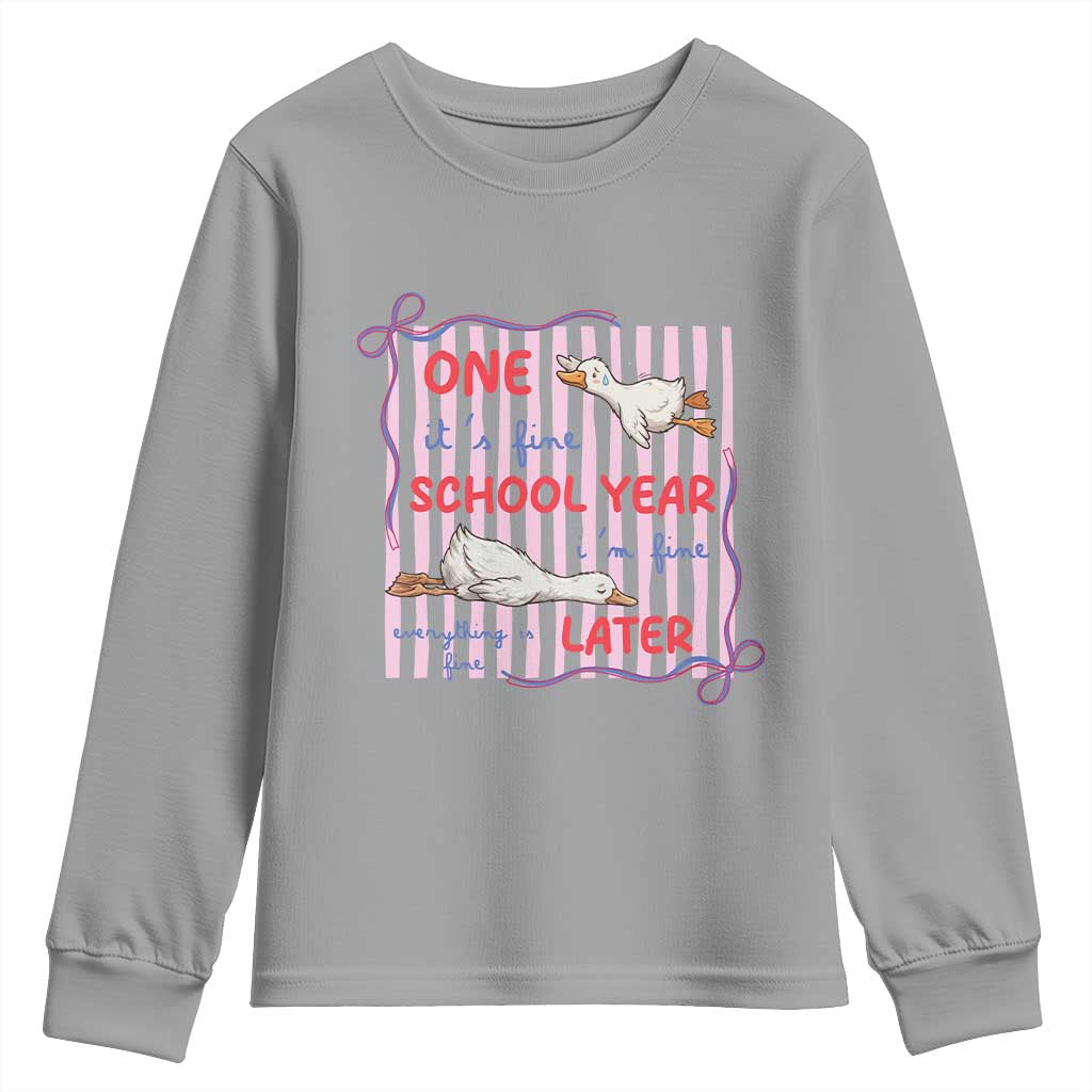 Striped One School Year Later Youth Sweatshirt Funny Goose Teacher Summer