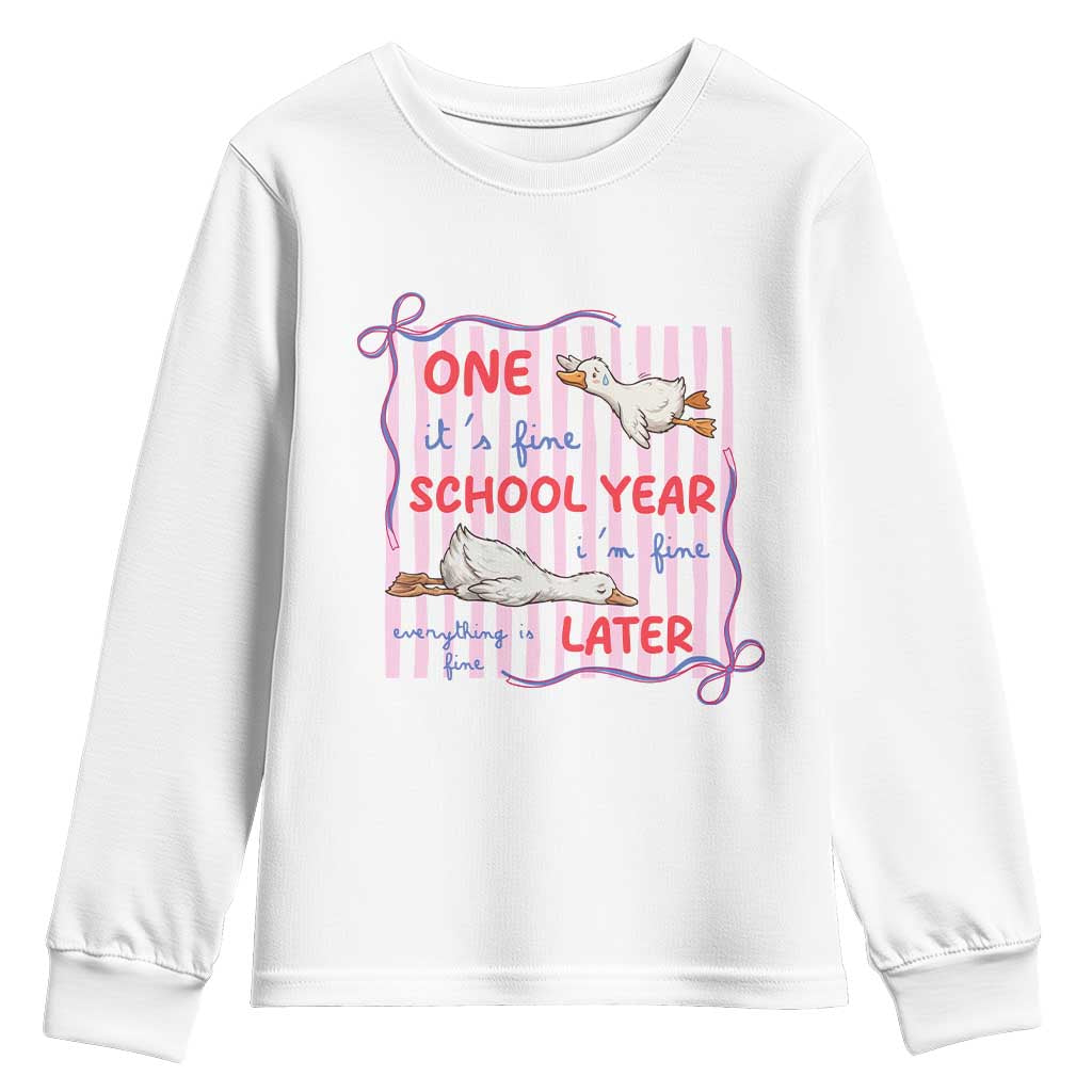 Striped One School Year Later Youth Sweatshirt Funny Goose Teacher Summer