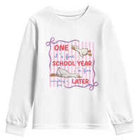 Striped One School Year Later Youth Sweatshirt Funny Goose Teacher Summer