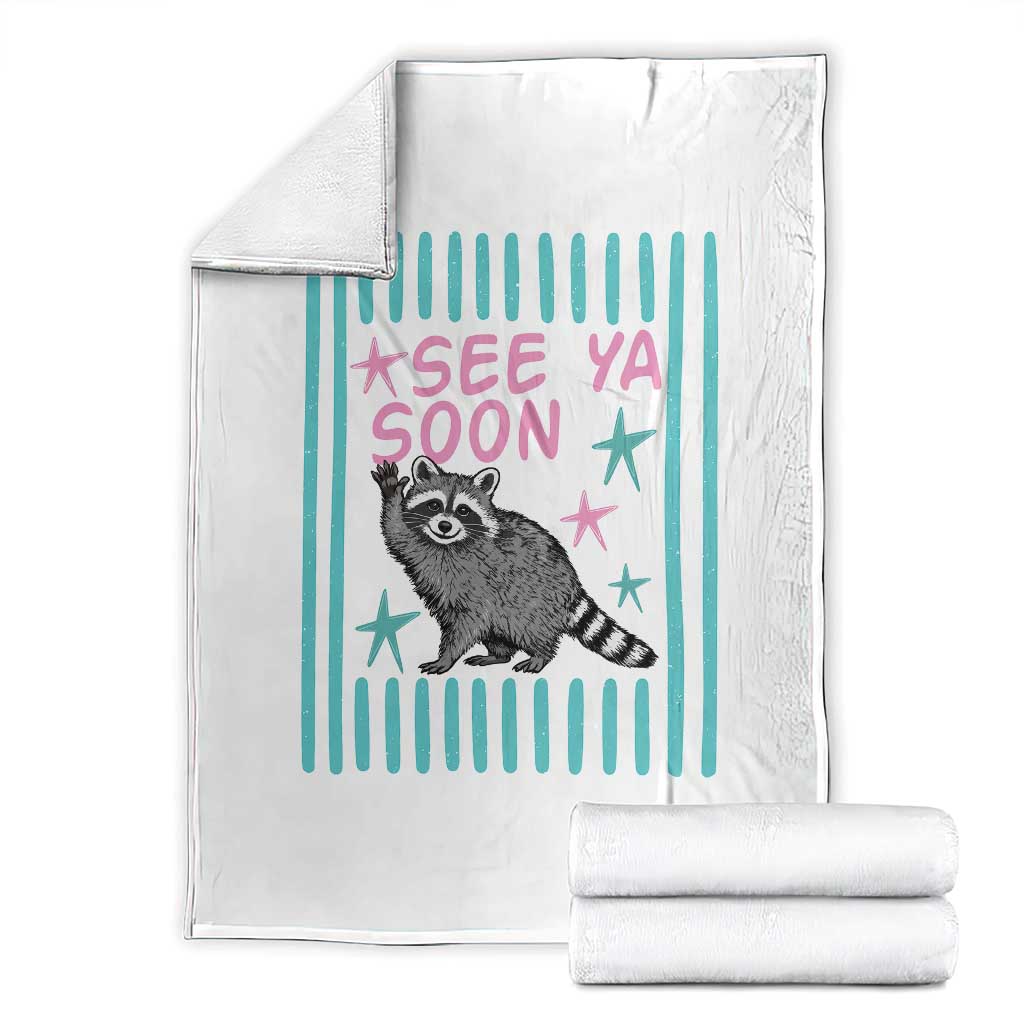 Striped Funny See Ya Soon Racoon Throw Blanket Last Day Of School Teacher