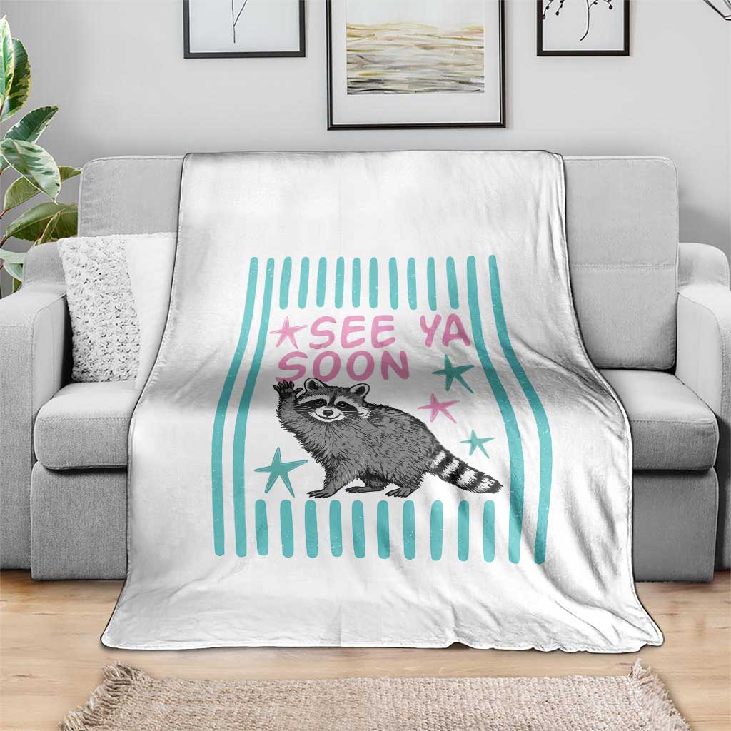 Striped Funny See Ya Soon Racoon Throw Blanket Last Day Of School Teacher