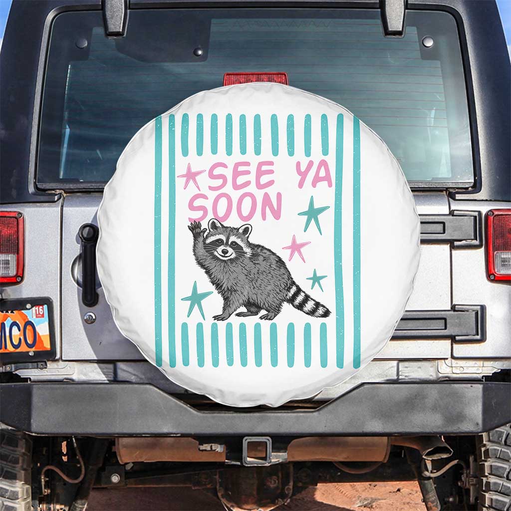 Striped Funny See Ya Soon Racoon Spare Tire Cover Last Day Of School Teacher