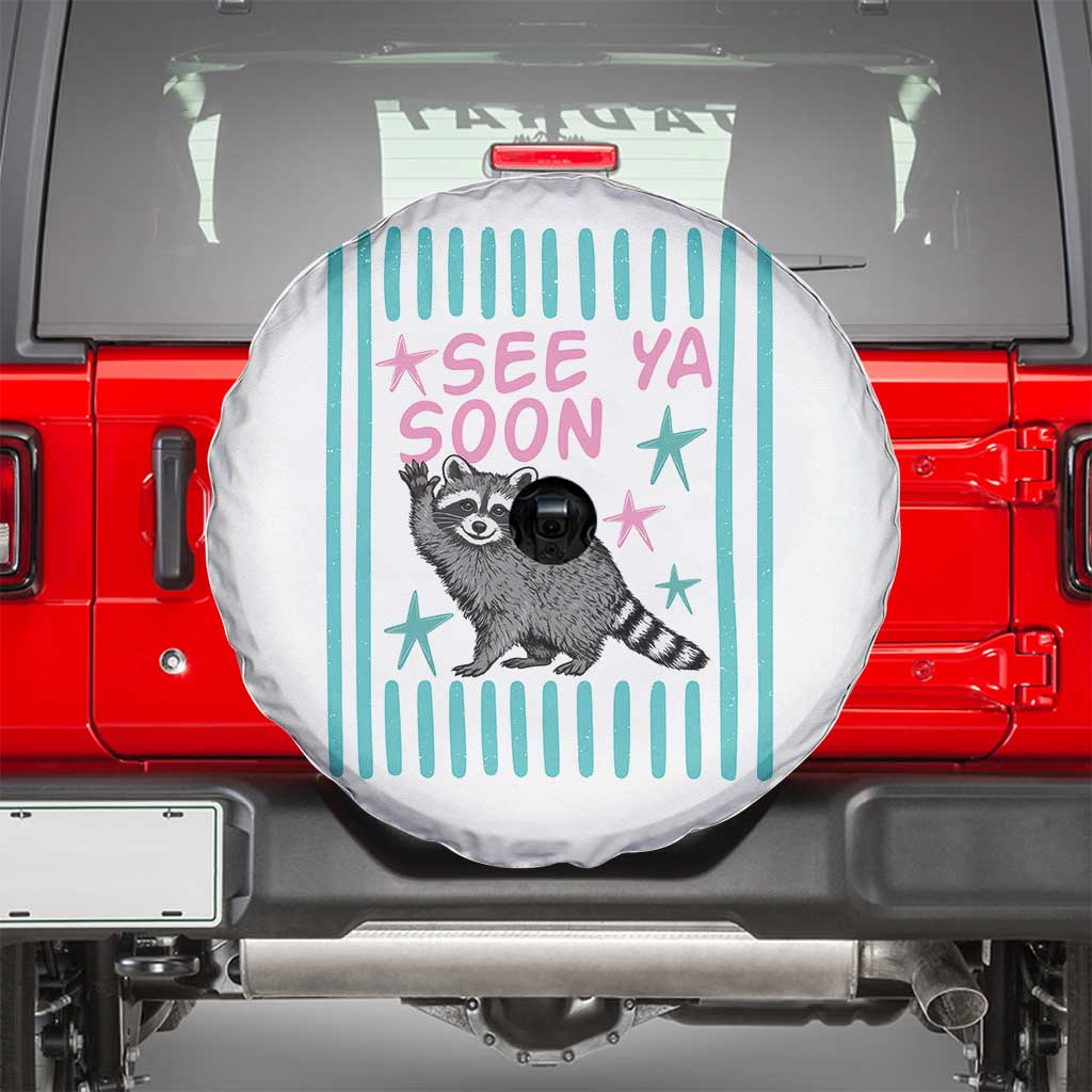 Striped Funny See Ya Soon Racoon Spare Tire Cover Last Day Of School Teacher