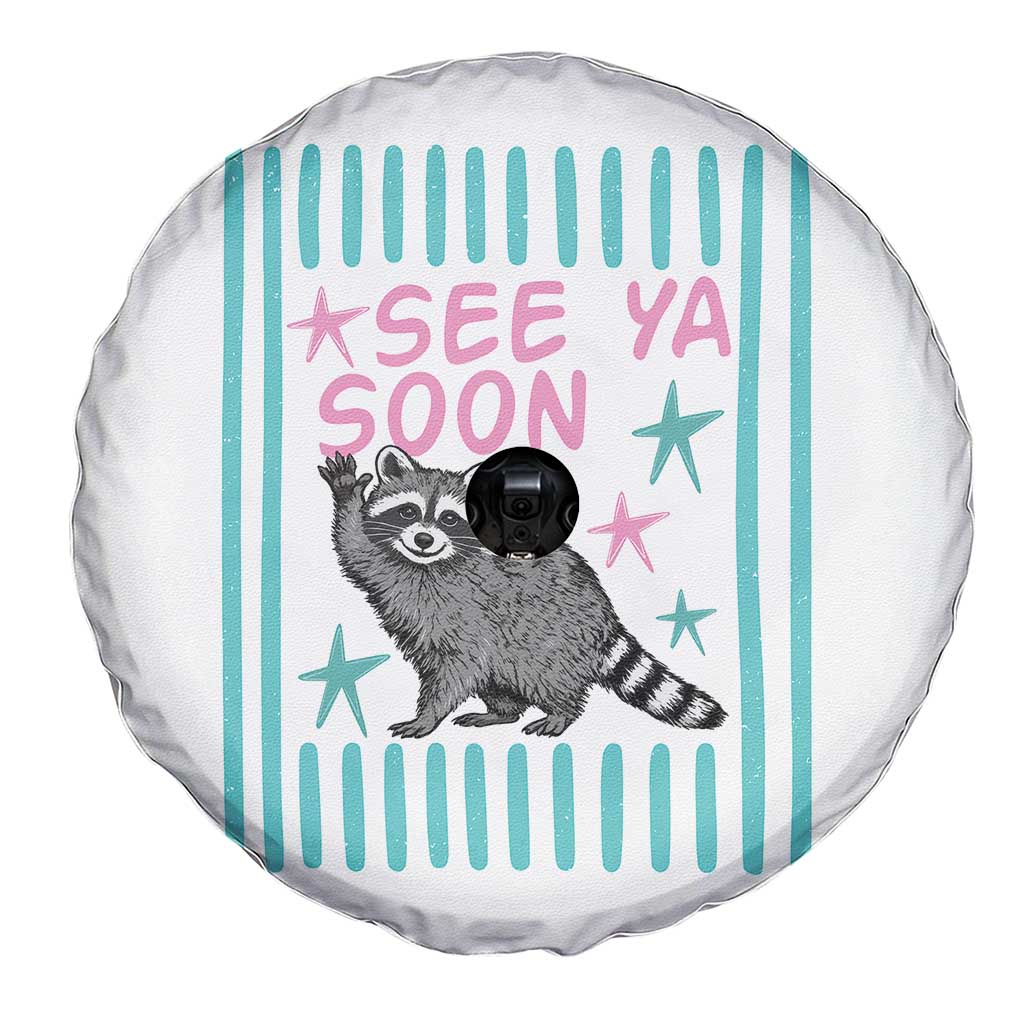 Striped Funny See Ya Soon Racoon Spare Tire Cover Last Day Of School Teacher