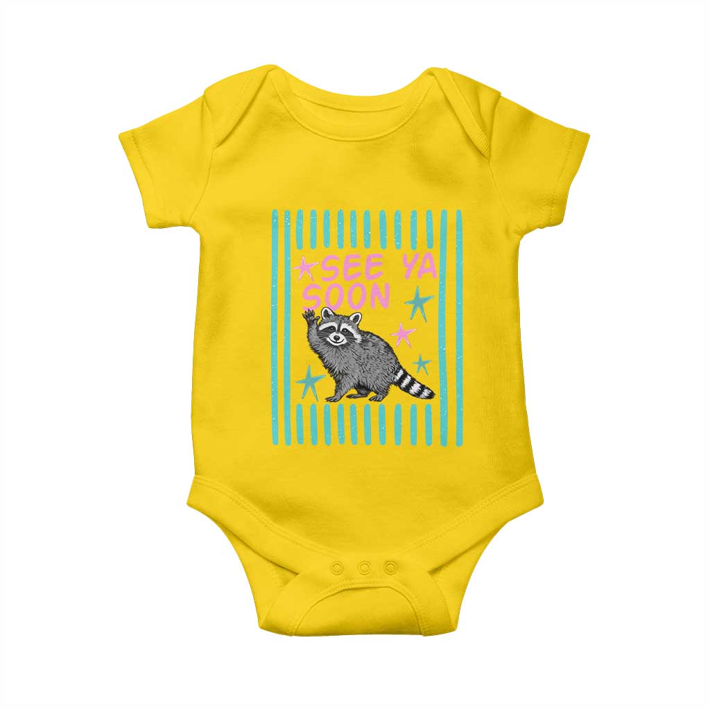 Striped Funny See Ya Soon Racoon Baby Onesie Last Day Of School Teacher