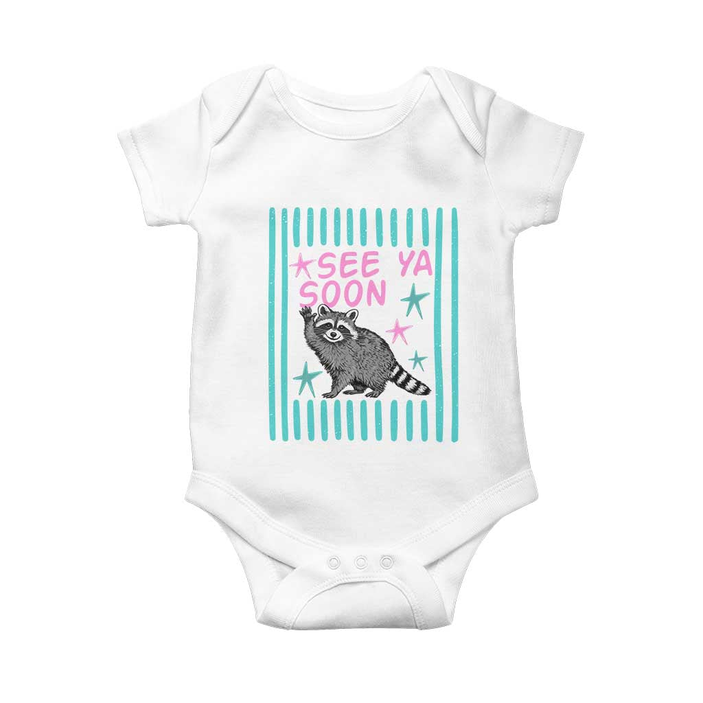 Striped Funny See Ya Soon Racoon Baby Onesie Last Day Of School Teacher