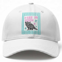 Striped Funny See Ya Soon Racoon Baseball Cap Last Day Of School Teacher