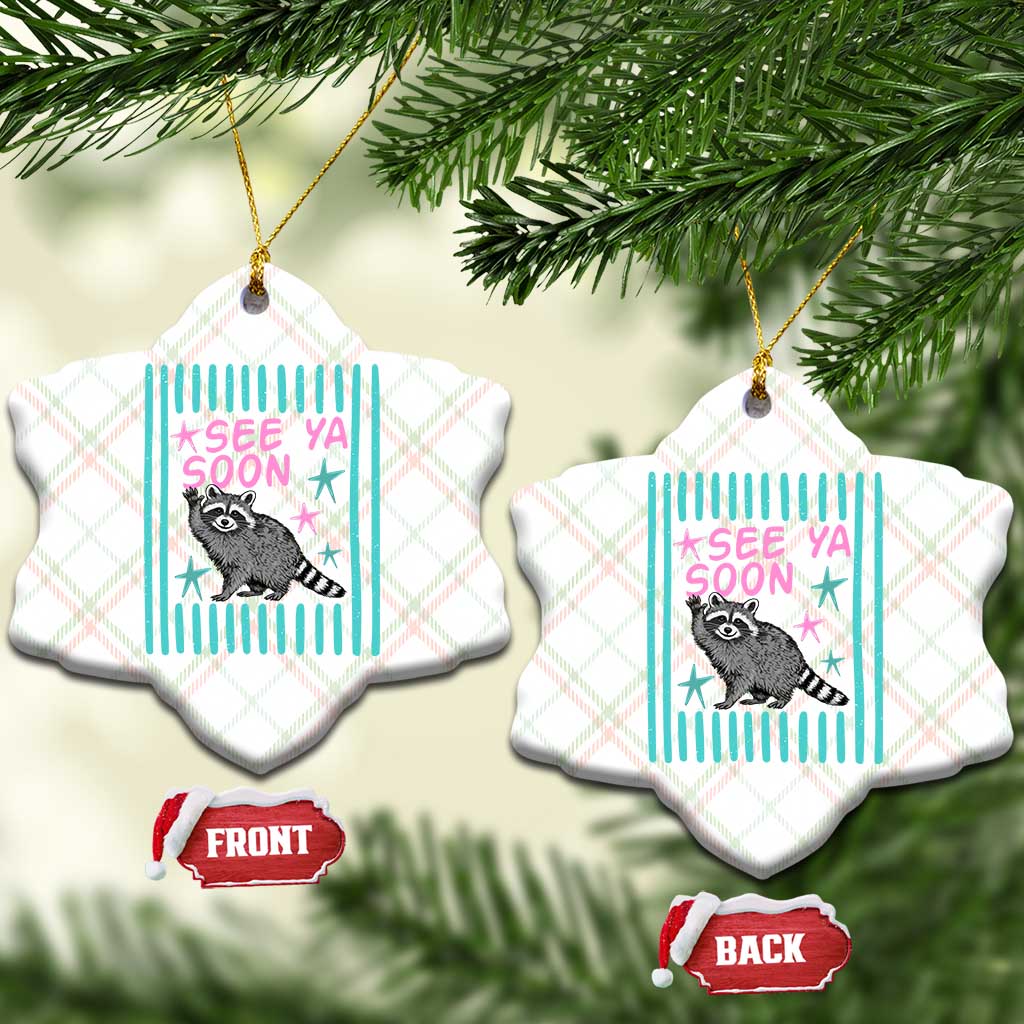 Striped Funny See Ya Soon Racoon Ceramic Ornament Last Day Of School Teacher