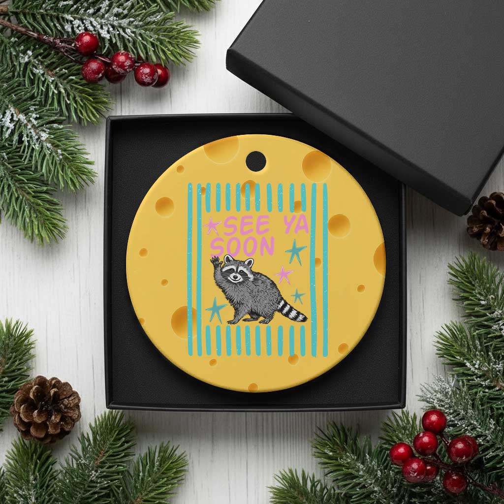 Striped Funny See Ya Soon Racoon Ceramic Ornament Last Day Of School Teacher