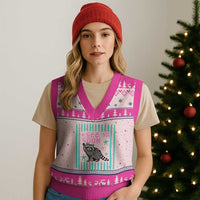 Striped Funny See Ya Soon Racoon V-Neck Knit Sweater Vest Last Day Of School Teacher