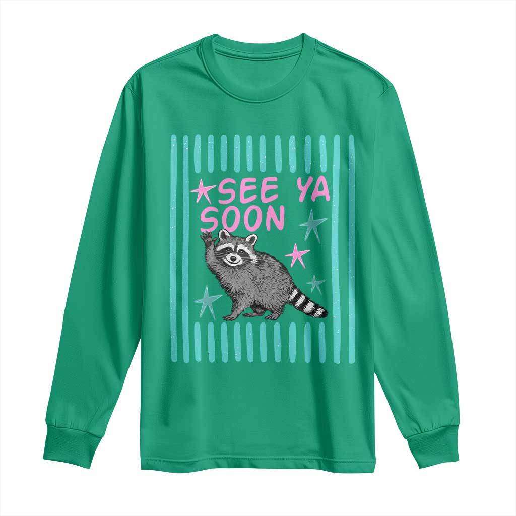 Striped Funny See Ya Soon Racoon Long Sleeve Shirt Last Day Of School Teacher