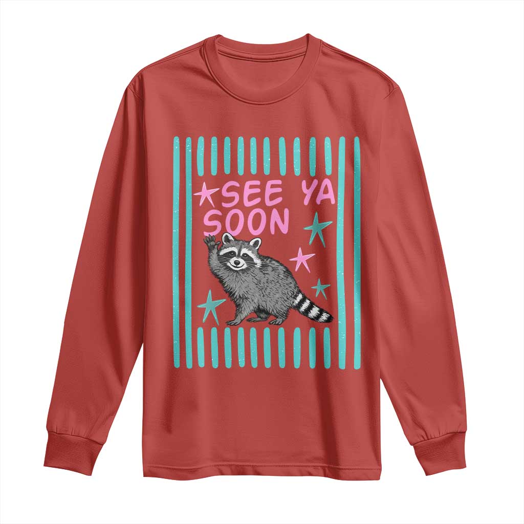 Striped Funny See Ya Soon Racoon Long Sleeve Shirt Last Day Of School Teacher