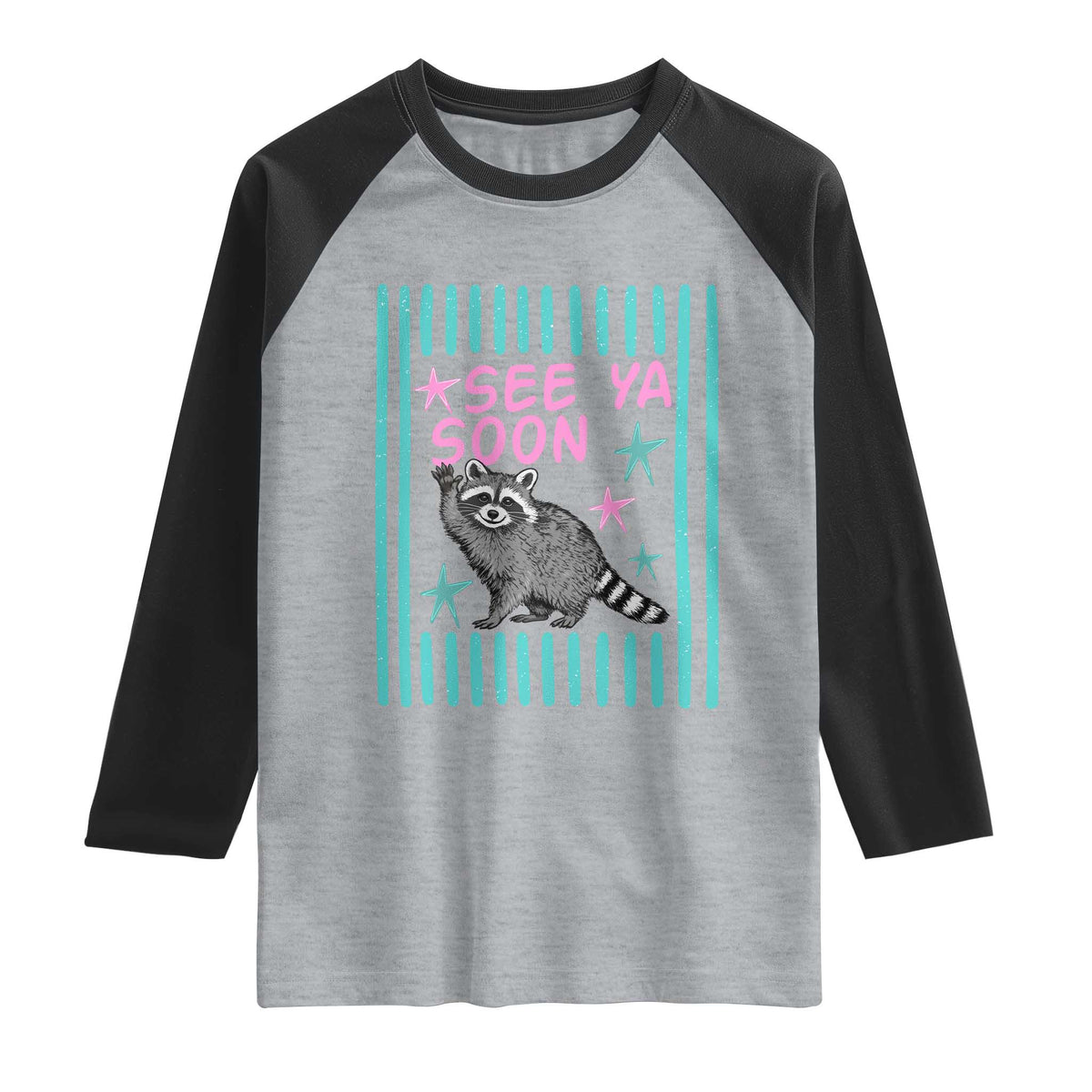 Striped Funny See Ya Soon Racoon Raglan Shirt Last Day Of School Teacher