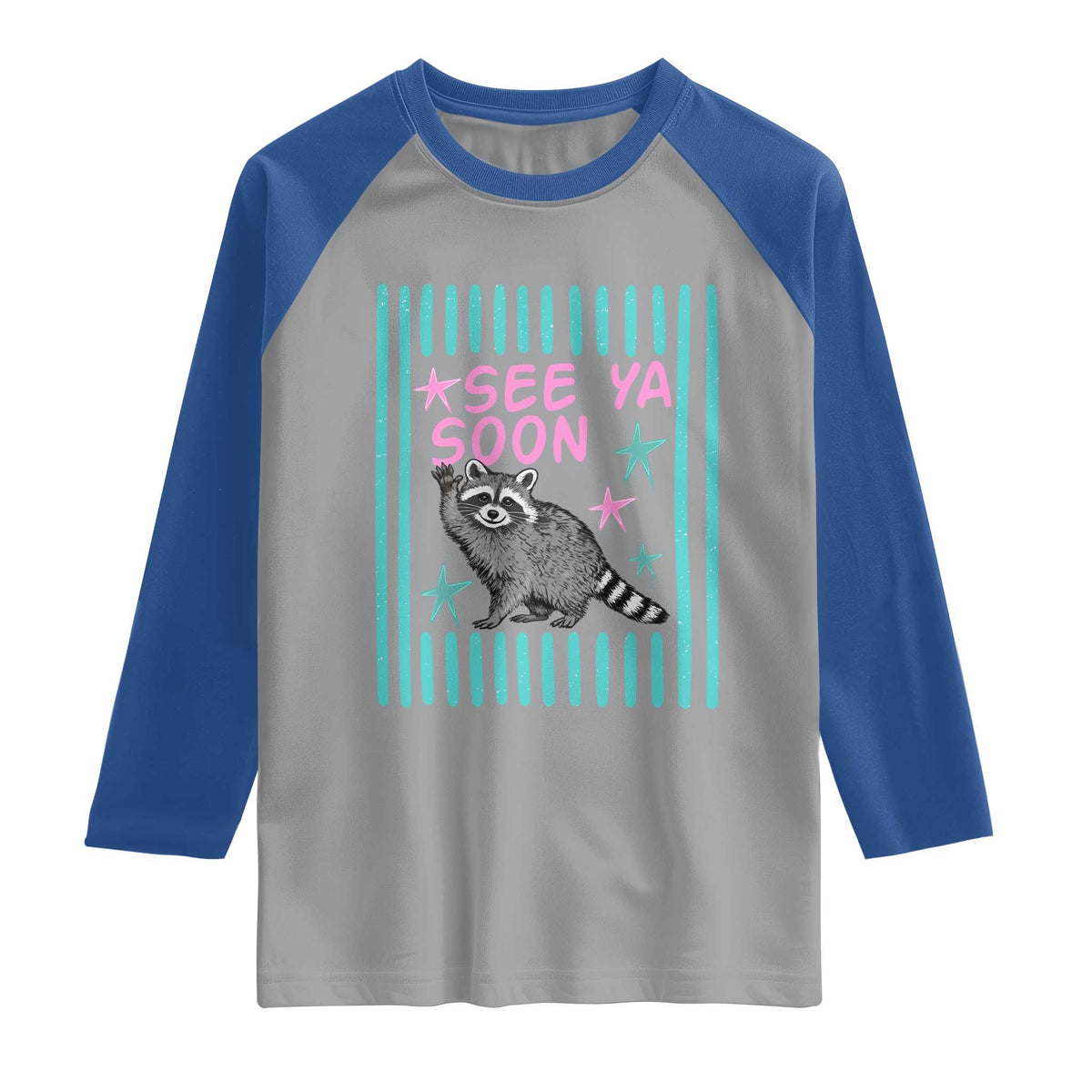 Striped Funny See Ya Soon Racoon Raglan Shirt Last Day Of School Teacher