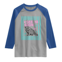 Striped Funny See Ya Soon Racoon Raglan Shirt Last Day Of School Teacher