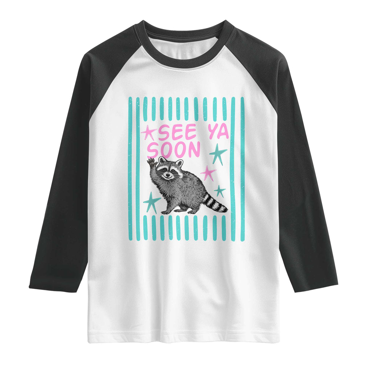 Striped Funny See Ya Soon Racoon Raglan Shirt Last Day Of School Teacher