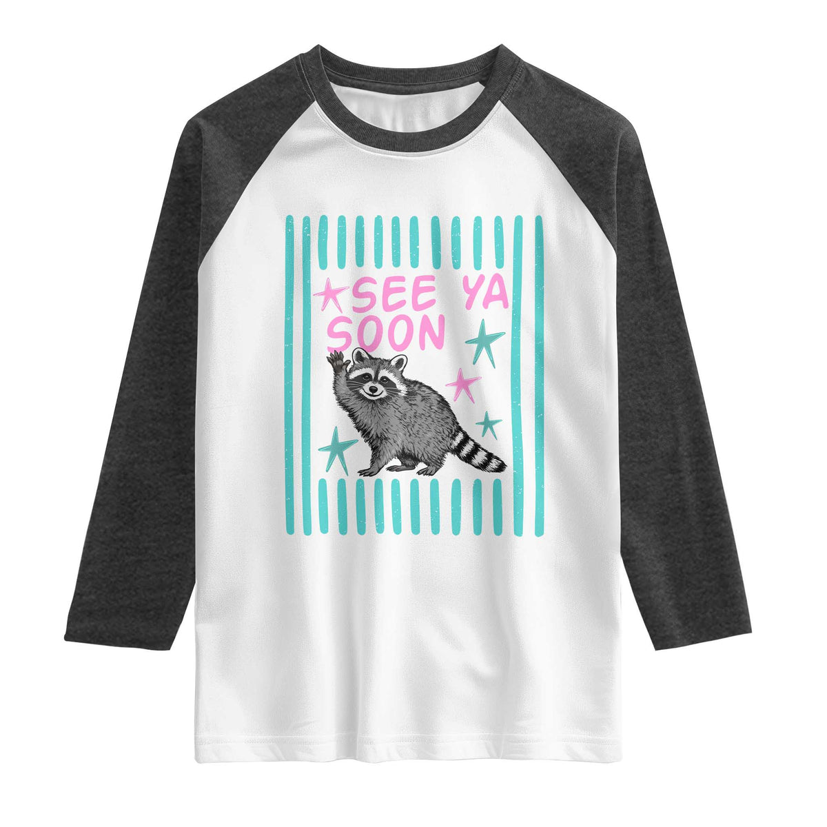 Striped Funny See Ya Soon Racoon Raglan Shirt Last Day Of School Teacher