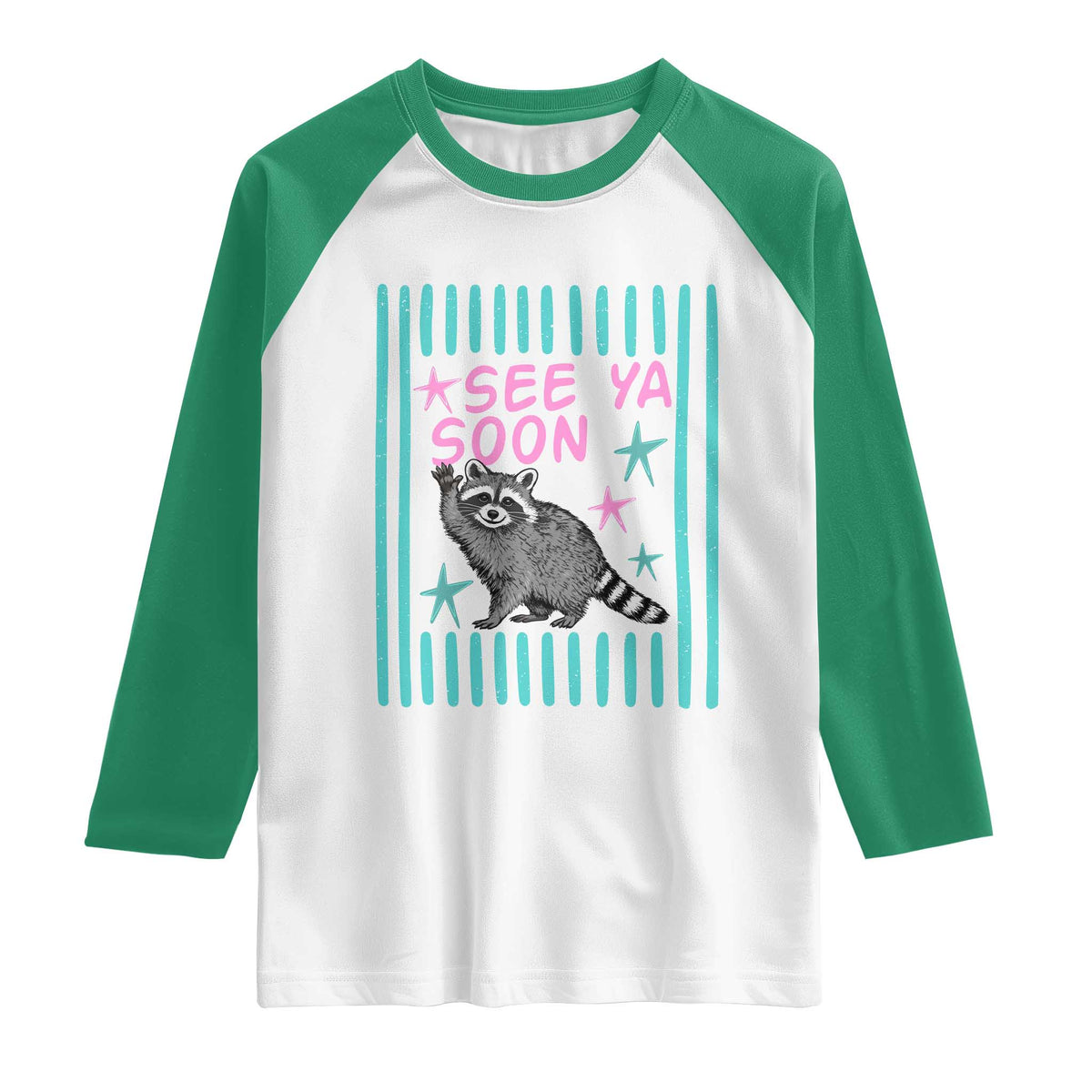 Striped Funny See Ya Soon Racoon Raglan Shirt Last Day Of School Teacher