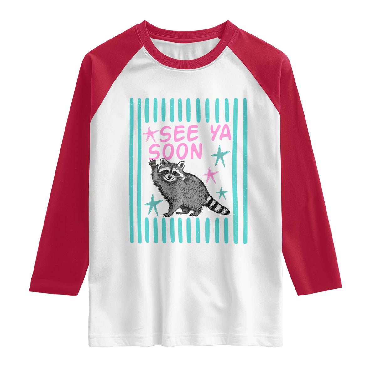 Striped Funny See Ya Soon Racoon Raglan Shirt Last Day Of School Teacher