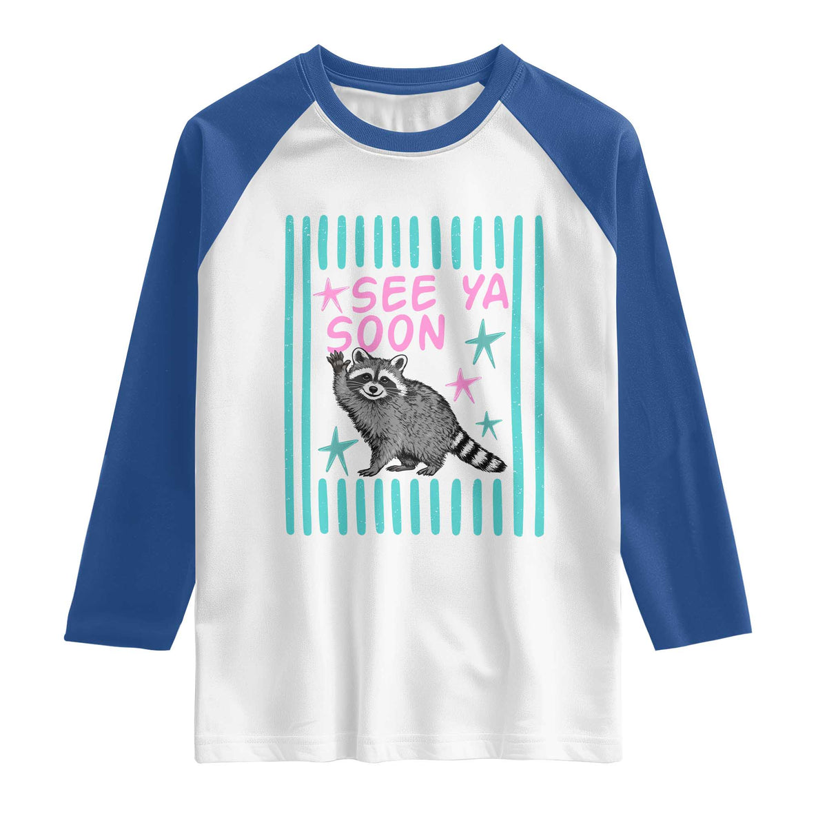 Striped Funny See Ya Soon Racoon Raglan Shirt Last Day Of School Teacher