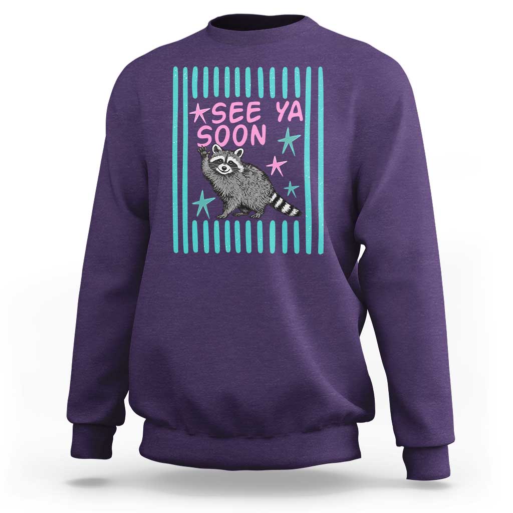 Striped Funny See Ya Soon Racoon Sweatshirt Last Day Of School Teacher