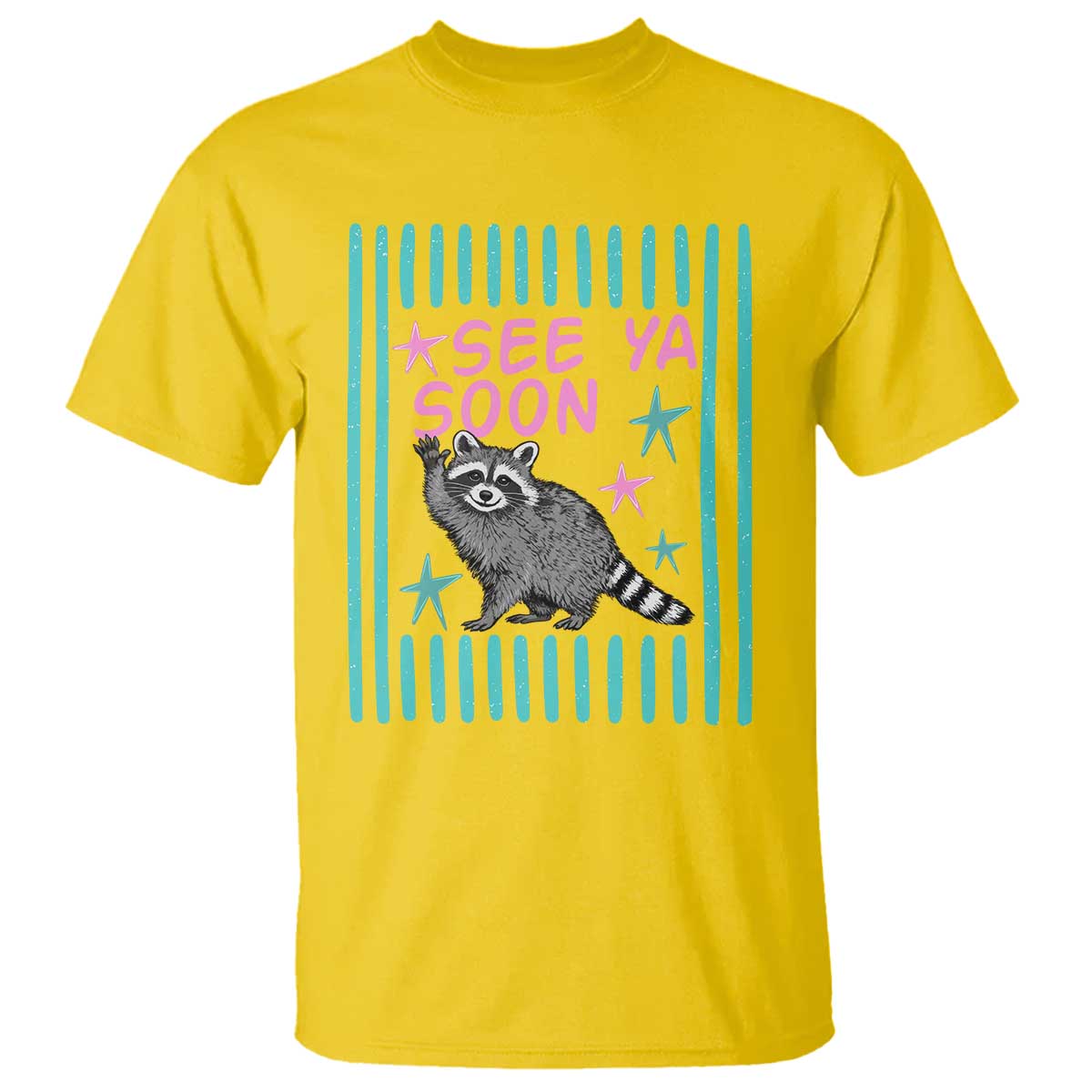 Striped Funny See Ya Soon Racoon T Shirt Last Day Of School Teacher