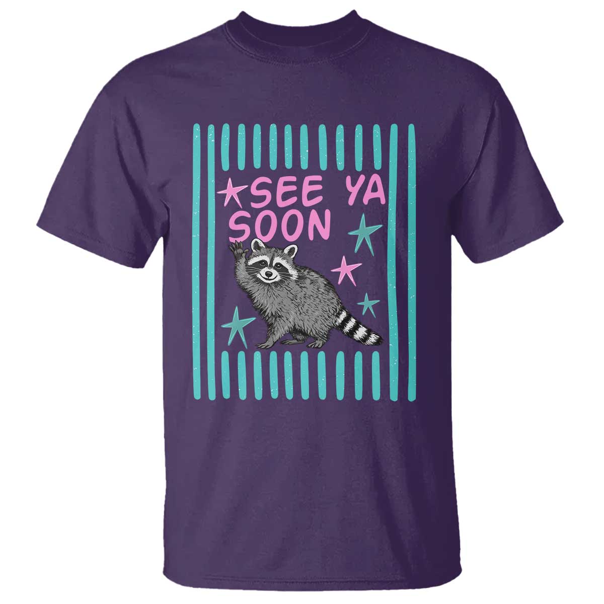 Striped Funny See Ya Soon Racoon T Shirt Last Day Of School Teacher